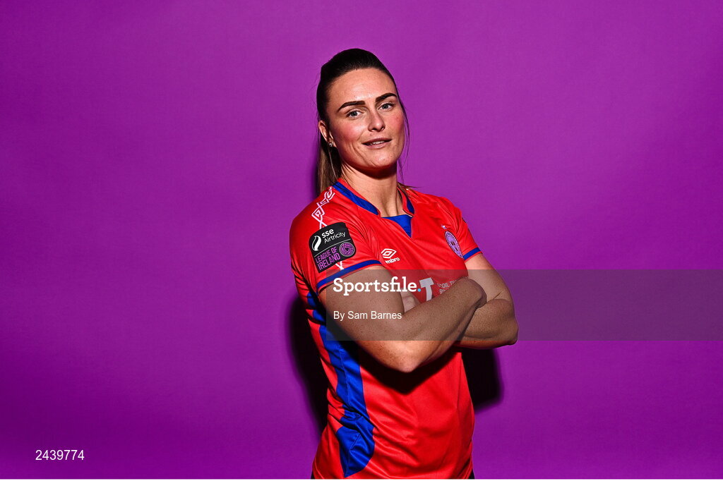 20 February 2023; Jemma Quinn poses for a portrait during a Shelbourne squad portrait session at Tolka Park in Dublin. Photo by Sam Barnes/Sportsfile