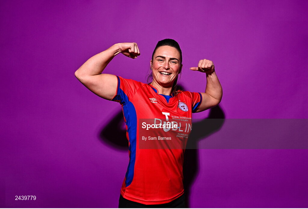 20 February 2023; Jemma Quinn poses for a portrait during a Shelbourne squad portrait session at Tolka Park in Dublin. Photo by Sam Barnes/Sportsfile