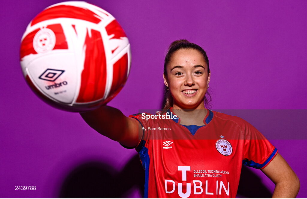 20 February 2023; Nadine Clare poses for a portrait during a Shelbourne squad portrait session at Tolka Park in Dublin. Photo by Sam Barnes/Sportsfile