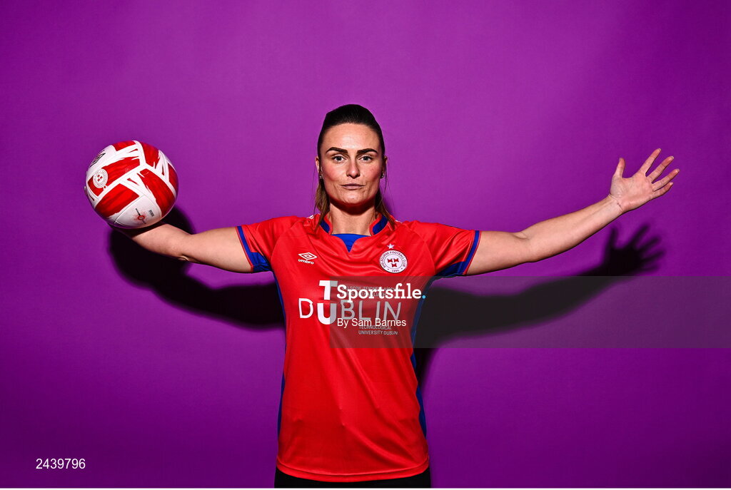 20 February 2023; Jemma Quinn poses for a portrait during a Shelbourne squad portrait session at Tolka Park in Dublin. Photo by Sam Barnes/Sportsfile