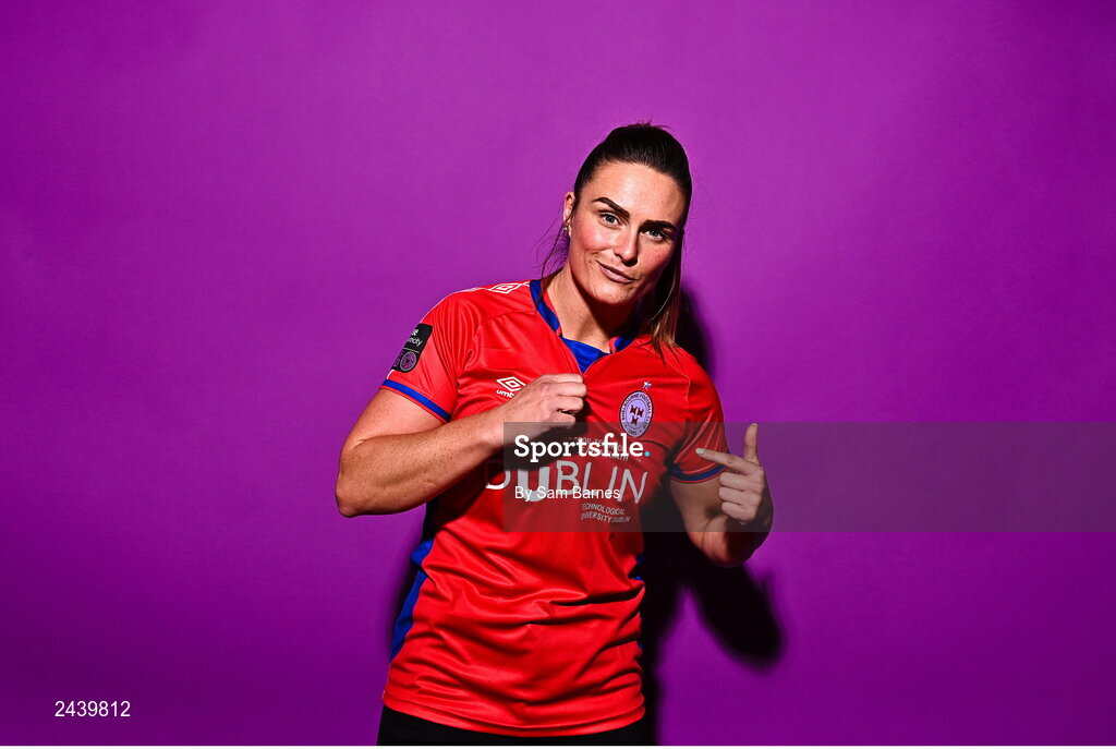 20 February 2023; Jemma Quinn poses for a portrait during a Shelbourne squad portrait session at Tolka Park in Dublin. Photo by Sam Barnes/Sportsfile