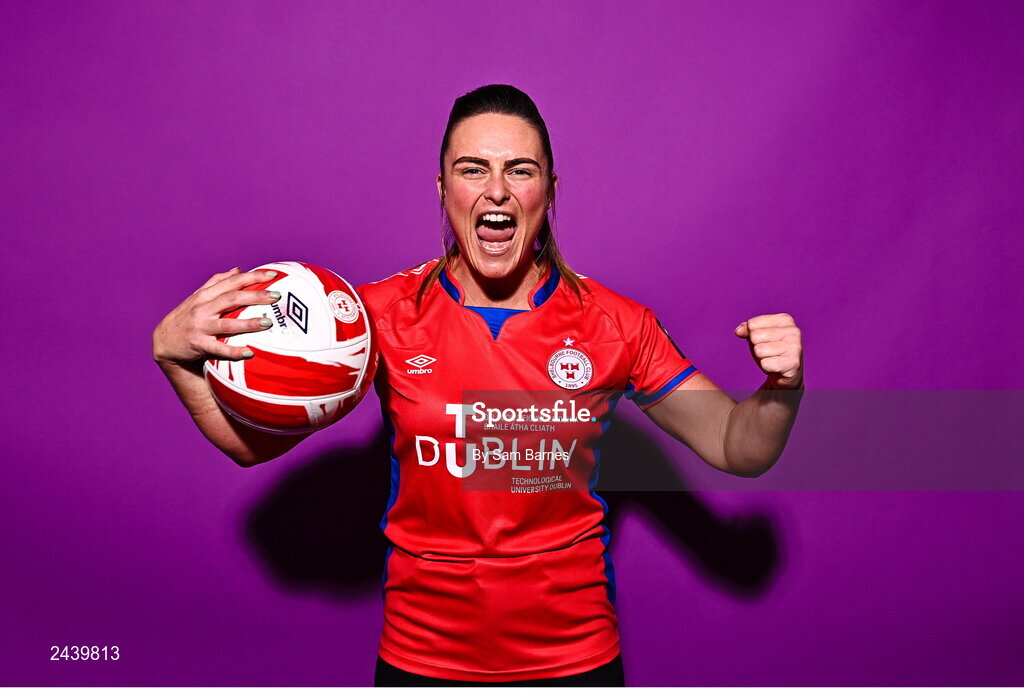 20 February 2023; Jemma Quinn poses for a portrait during a Shelbourne squad portrait session at Tolka Park in Dublin. Photo by Sam Barnes/Sportsfile