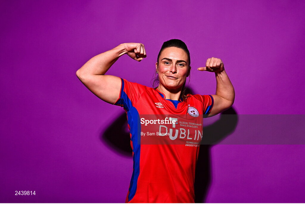 20 February 2023; Jemma Quinn poses for a portrait during a Shelbourne squad portrait session at Tolka Park in Dublin. Photo by Sam Barnes/Sportsfile