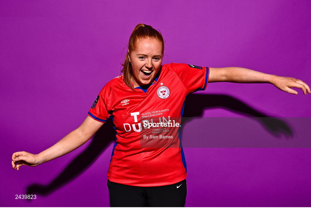 20 February 2023; Kate O'Dowd poses for a portrait during a Shelbourne squad portrait session at Tolka Park in Dublin. Photo by Sam Barnes/Sportsfile