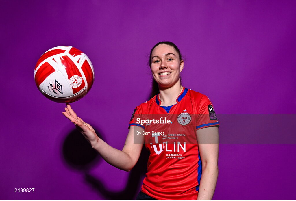 20 February 2023; Leah Doyle poses for a portrait during a Shelbourne squad portrait session at Tolka Park in Dublin. Photo by Sam Barnes/Sportsfile