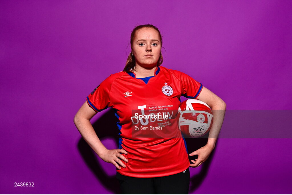 20 February 2023; Kate O'Dowd poses for a portrait during a Shelbourne squad portrait session at Tolka Park in Dublin. Photo by Sam Barnes/Sportsfile
