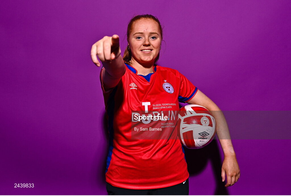 20 February 2023; Kate O'Dowd poses for a portrait during a Shelbourne squad portrait session at Tolka Park in Dublin. Photo by Sam Barnes/Sportsfile