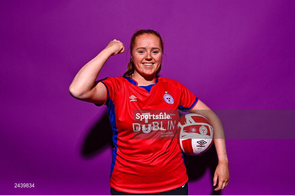 20 February 2023; Kate O'Dowd poses for a portrait during a Shelbourne squad portrait session at Tolka Park in Dublin. Photo by Sam Barnes/Sportsfile