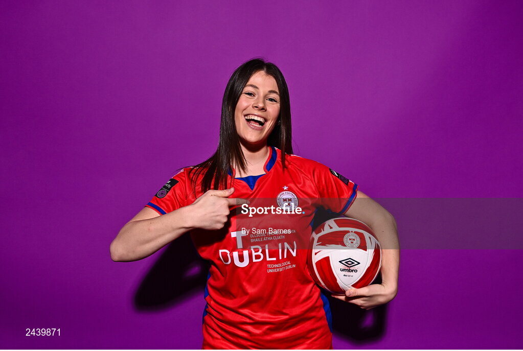 20 February 2023; Christie Gray poses for a portrait during a Shelbourne squad portrait session at Tolka Park in Dublin. Photo by Sam Barnes/Sportsfile