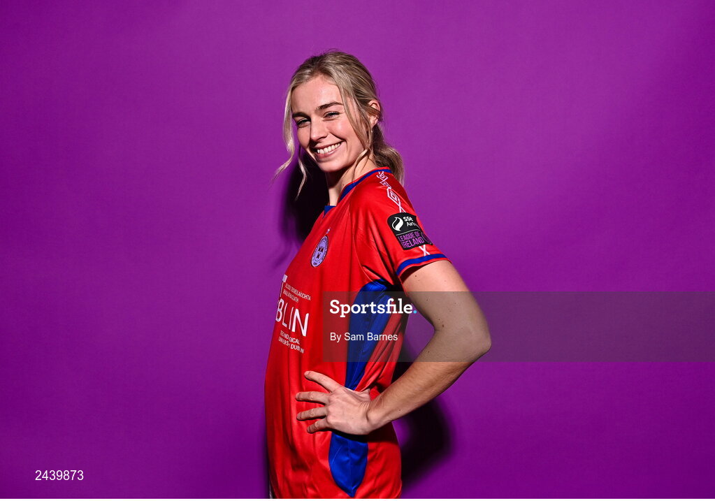 20 February 2023; Jenaya Robertson during a Shelbourne squad portrait session at Tolka Park in Dublin. Photo by Sam Barnes/Sportsfile