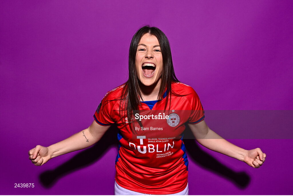 20 February 2023; Christie Gray poses for a portrait during a Shelbourne squad portrait session at Tolka Park in Dublin. Photo by Sam Barnes/Sportsfile