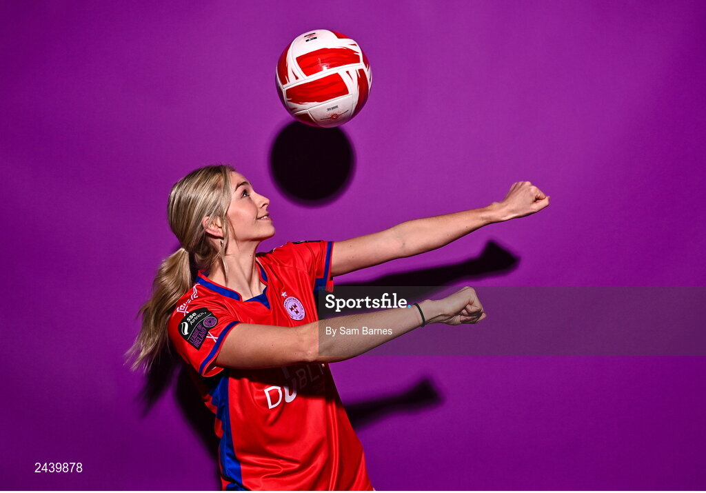 20 February 2023; Jenaya Robertson during a Shelbourne squad portrait session at Tolka Park in Dublin. Photo by Sam Barnes/Sportsfile