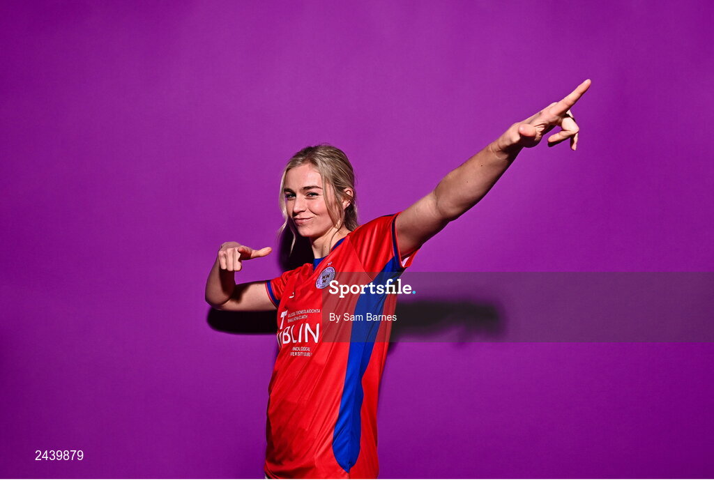 20 February 2023; Jenaya Robertson during a Shelbourne squad portrait session at Tolka Park in Dublin. Photo by Sam Barnes/Sportsfile