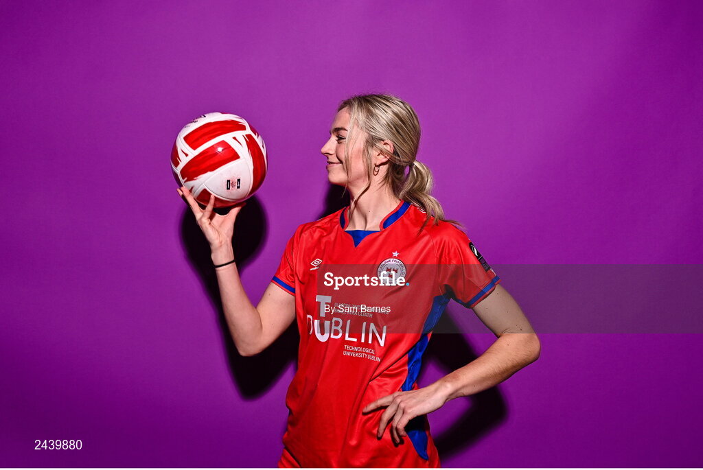 20 February 2023; Jenaya Robertson during a Shelbourne squad portrait session at Tolka Park in Dublin. Photo by Sam Barnes/Sportsfile