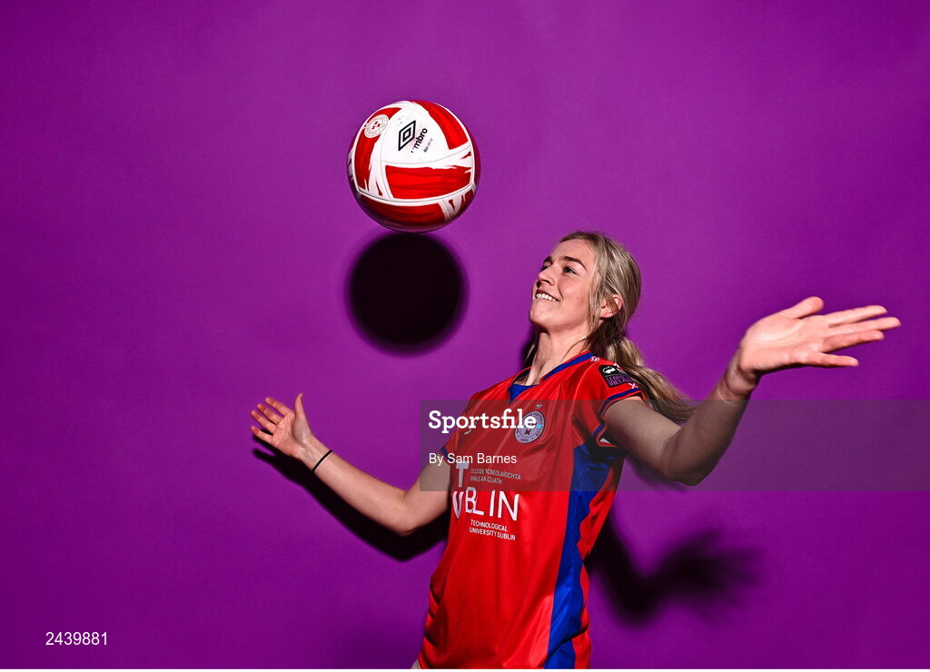 20 February 2023; Jenaya Robertson during a Shelbourne squad portrait session at Tolka Park in Dublin. Photo by Sam Barnes/Sportsfile