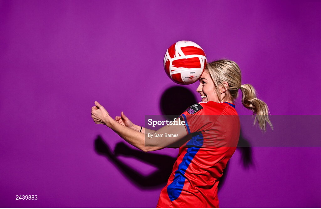20 February 2023; Jenaya Robertson during a Shelbourne squad portrait session at Tolka Park in Dublin. Photo by Sam Barnes/Sportsfile