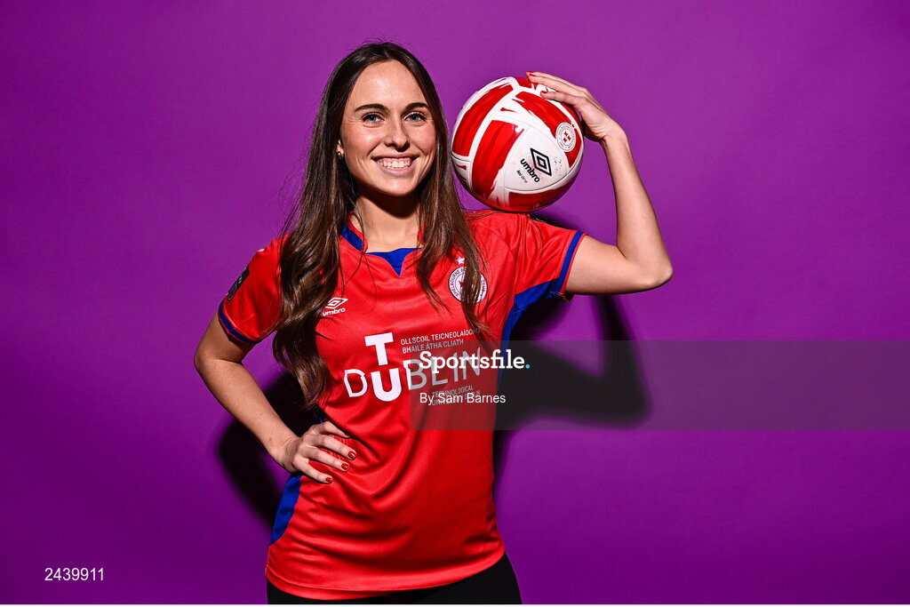 20 February 2023; Kayla Hamric poses for a portrait during a Shelbourne squad portrait session at Tolka Park in Dublin. Photo by Sam Barnes/Sportsfile