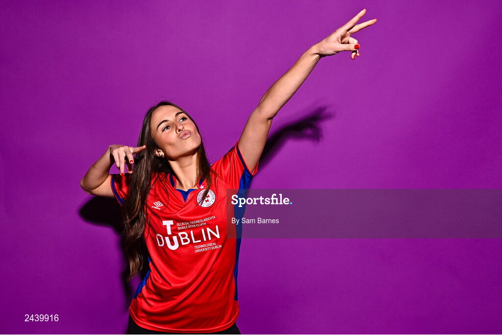 20 February 2023; Kayla Hamric poses for a portrait during a Shelbourne squad portrait session at Tolka Park in Dublin. Photo by Sam Barnes/Sportsfile
