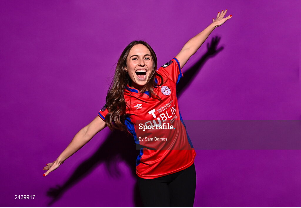 20 February 2023; Kayla Hamric poses for a portrait during a Shelbourne squad portrait session at Tolka Park in Dublin. Photo by Sam Barnes/Sportsfile