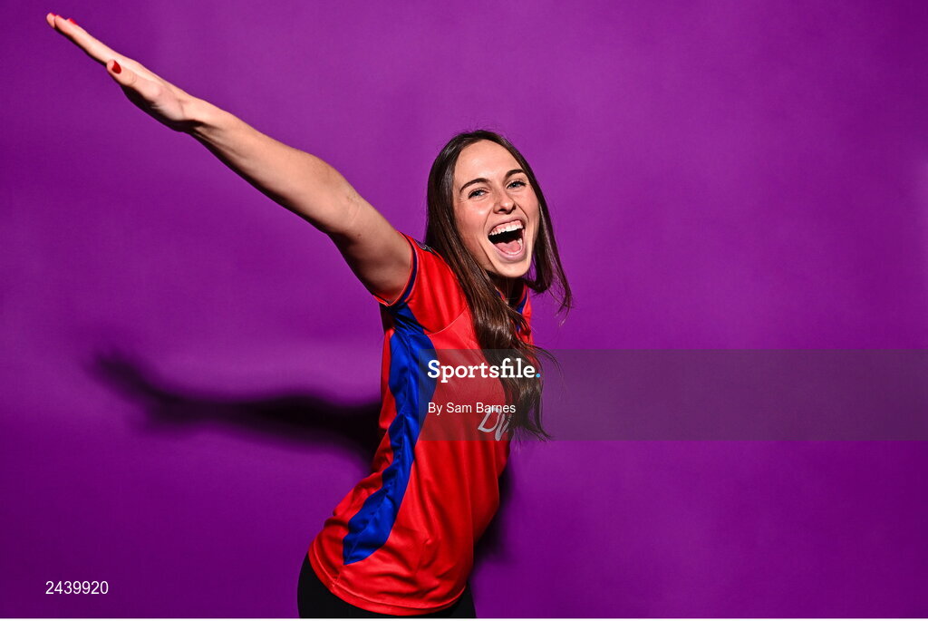 20 February 2023; Kayla Hamric poses for a portrait during a Shelbourne squad portrait session at Tolka Park in Dublin. Photo by Sam Barnes/Sportsfile