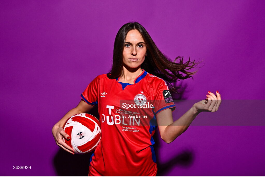 20 February 2023; Kayla Hamric poses for a portrait during a Shelbourne squad portrait session at Tolka Park in Dublin. Photo by Sam Barnes/Sportsfile
