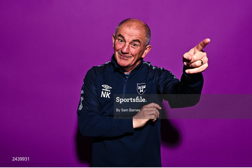 20 February 2023; Manager Noel King poses for a portrait during a Shelbourne squad portrait session at Tolka Park in Dublin. Photo by Sam Barnes/Sportsfile