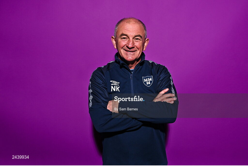 20 February 2023; Manager Noel King poses for a portrait during a Shelbourne squad portrait session at Tolka Park in Dublin. Photo by Sam Barnes/Sportsfile