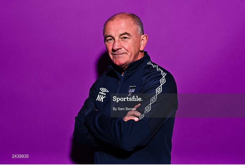 20 February 2023; Manager Noel King poses for a portrait during a Shelbourne squad portrait session at Tolka Park in Dublin. Photo by Sam Barnes/Sportsfile