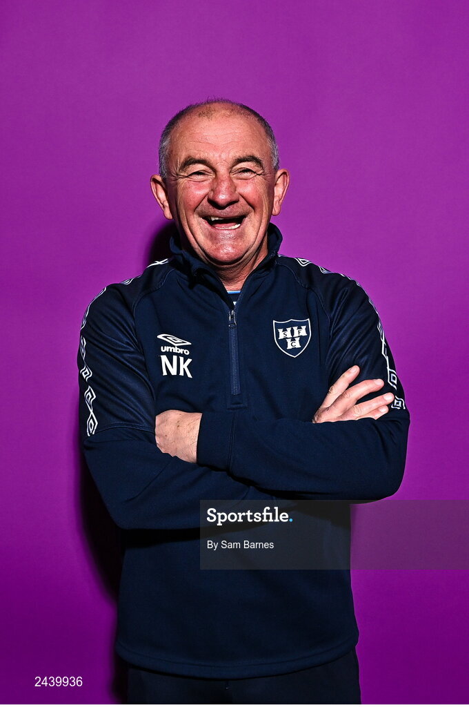 20 February 2023; Manager Noel King poses for a portrait during a Shelbourne squad portrait session at Tolka Park in Dublin. Photo by Sam Barnes/Sportsfile