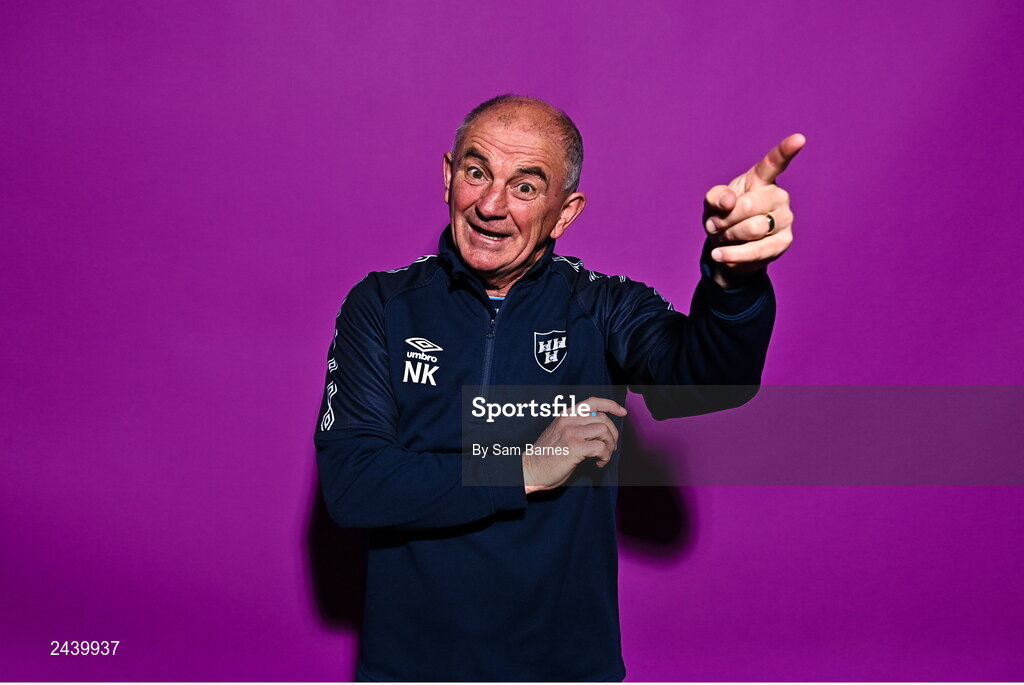 20 February 2023; Manager Noel King poses for a portrait during a Shelbourne squad portrait session at Tolka Park in Dublin. Photo by Sam Barnes/Sportsfile
