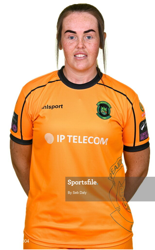23 February 2023; Niamh Coombes stands for a portrait during a Peamount United squad portrait session at PRL Park in Greenogue, Dublin. Photo by Seb Daly/Sportsfile