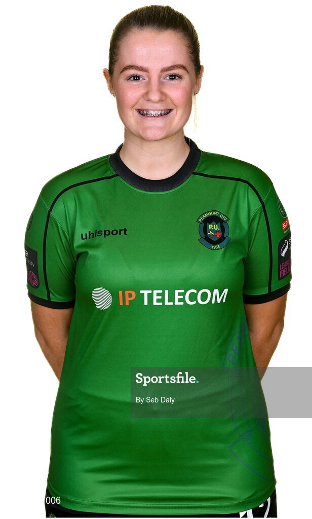 23 February 2023; Louise Masterson stands for a portrait during a Peamount United squad portrait session at PRL Park in Greenogue, Dublin. Photo by Seb Daly/Sportsfile