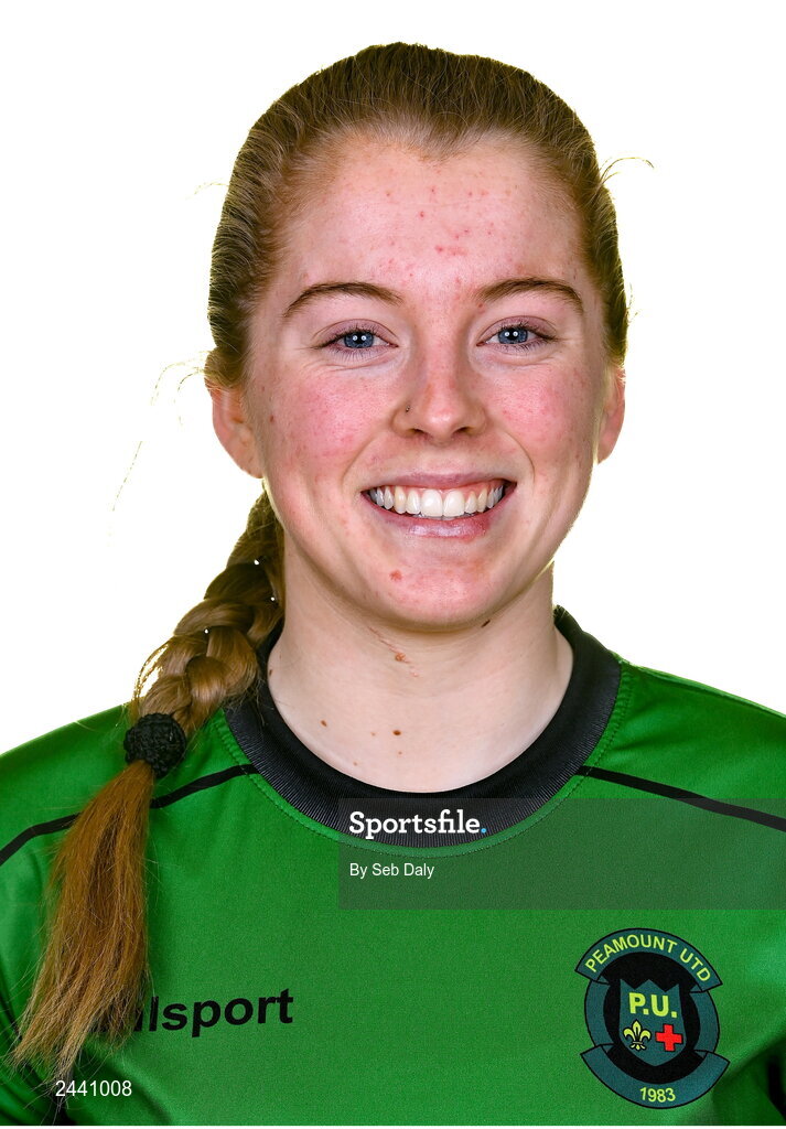 23 February 2023; Orlagh Fitzpatrick stands for a portrait during a Peamount United squad portrait session at PRL Park in Greenogue, Dublin. Photo by Seb Daly/Sportsfile