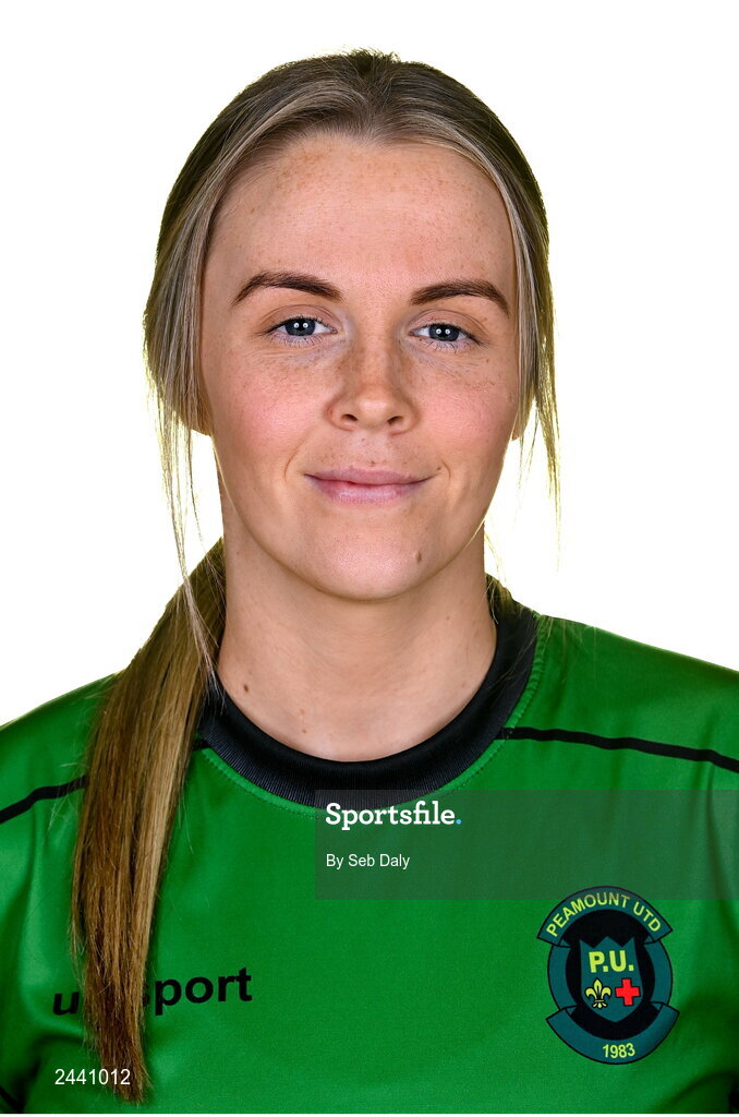 23 February 2023; Chloe Moloney stands for a portrait during a Peamount United squad portrait session at PRL Park in Greenogue, Dublin. Photo by Seb Daly/Sportsfile