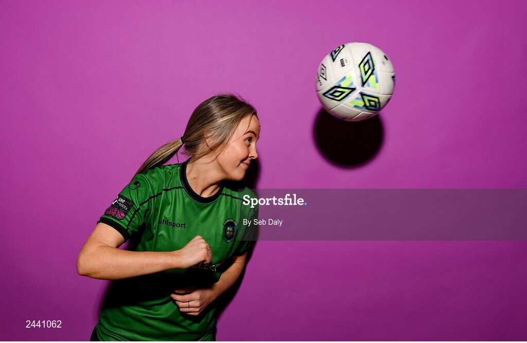 23 February 2023; Chloe Moloney poses for a portrait during a Peamount United squad portrait session at PRL Park in Greenogue, Dublin. Photo by Seb Daly/Sportsfile