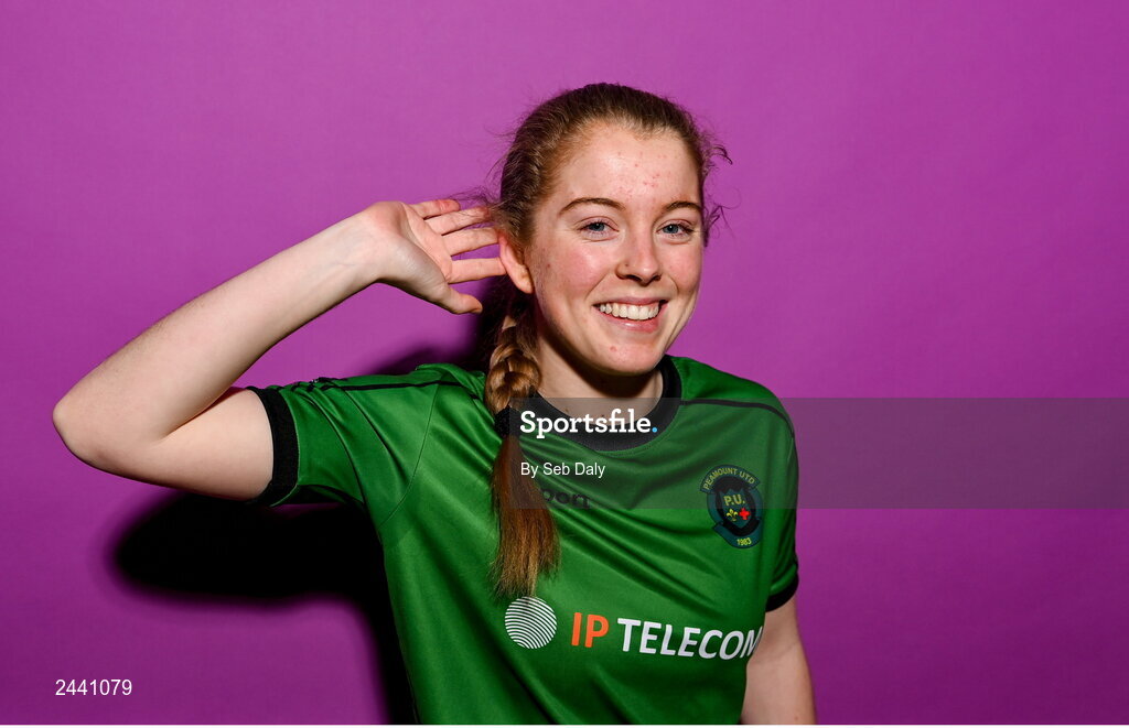 23 February 2023; Orlagh Fitzpatrick poses for a portrait during a Peamount United squad portrait session at PRL Park in Greenogue, Dublin. Photo by Seb Daly/Sportsfile