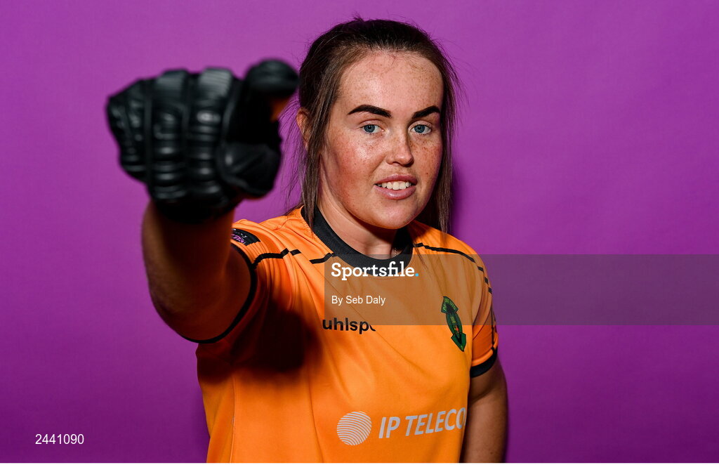 23 February 2023; Goalkeeper Niamh Coombes poses for a portrait during a Peamount United squad portrait session at PRL Park in Greenogue, Dublin. Photo by Seb Daly/Sportsfile