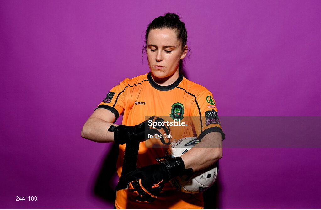 23 February 2023; Goalkeeper Niamh Reid Burke poses for a portrait during a Peamount United squad portrait session at PRL Park in Greenogue, Dublin. Photo by Seb Daly/Sportsfile