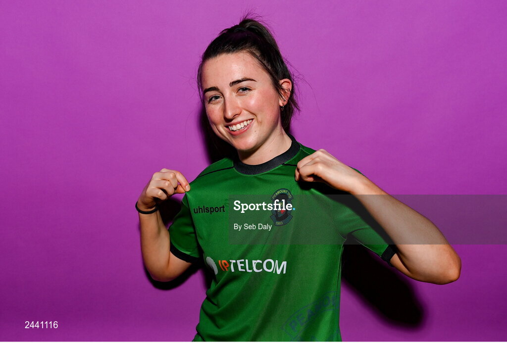 23 February 2023; Sadhbh Doyle poses for a portrait during a Peamount United squad portrait session at PRL Park in Greenogue, Dublin. Photo by Seb Daly/Sportsfile