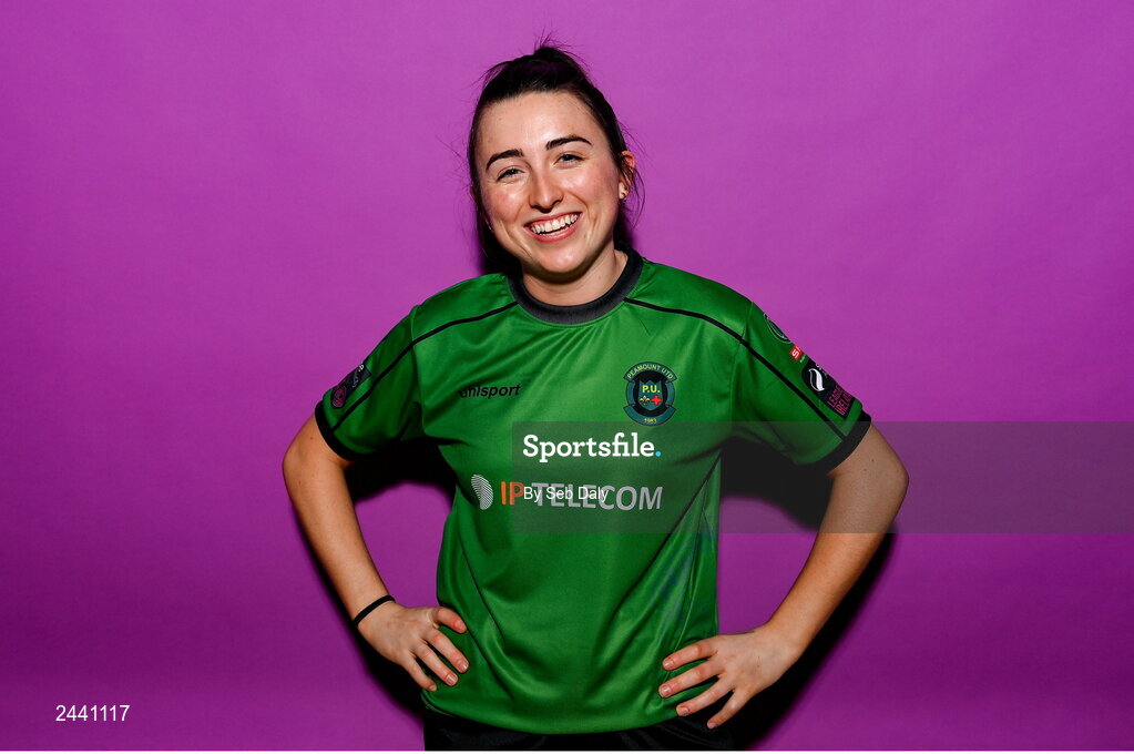23 February 2023; Sadhbh Doyle poses for a portrait during a Peamount United squad portrait session at PRL Park in Greenogue, Dublin. Photo by Seb Daly/Sportsfile