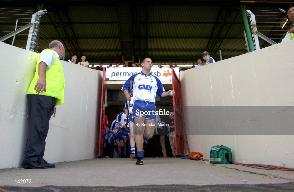 6 June 2004; Waterford captain Ken McGrath leads out his side before the game. Guinness Munster Senior Hurling Championship semi-final, Tipperary v Waterford, Pairc Ui Chaoimh, Cork. Picture credit; Brendan Moran / SPORTSFILE
