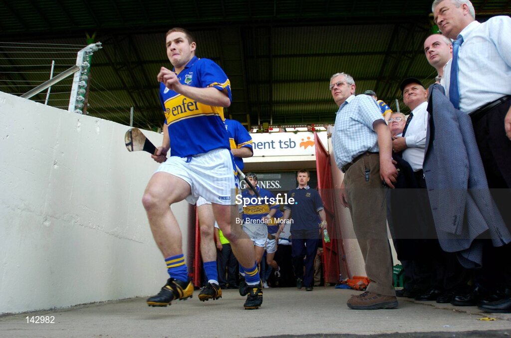 6 June 2004; John Carroll, Tipperary, makes his way out onto the pitch before the game. Guinness Munster Senior Hurling Championship semi-final, Tipperary v Waterford, Pairc Ui Chaoimh, Cork. Picture credit; Brendan Moran / SPORTSFILE