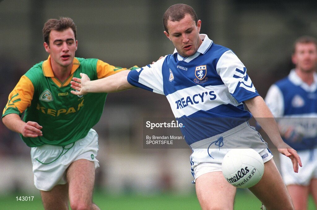 7 July 1997; Hugh Emerson, Laois, in action against Paddy Reynolds, Meath. Bank of Ireland Leinster Football Championship, Meath v Laois, Croke Park, Dublin. Picture credit; Brendan Moran / SPORTSFILE