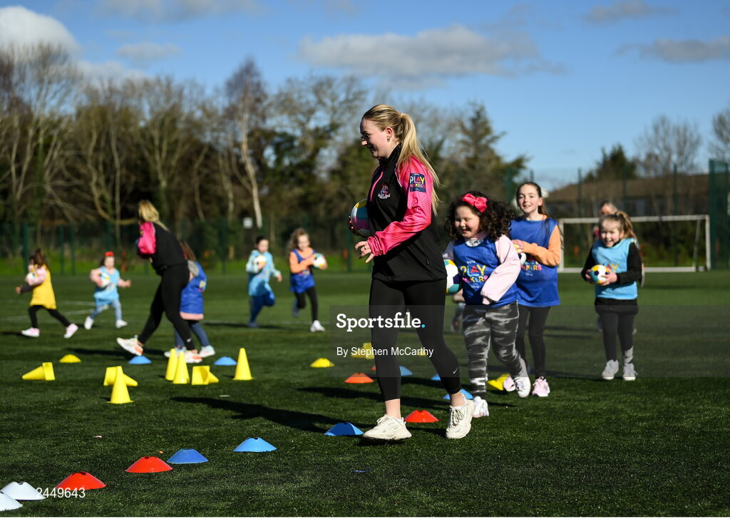 7 March 2023; Coach Chloe Lawless at the launch of UEFA Disney Playmakers 2023 at Hartstown Huntstown Football Club in Dublin. Photo by Stephen McCarthy/Sportsfile