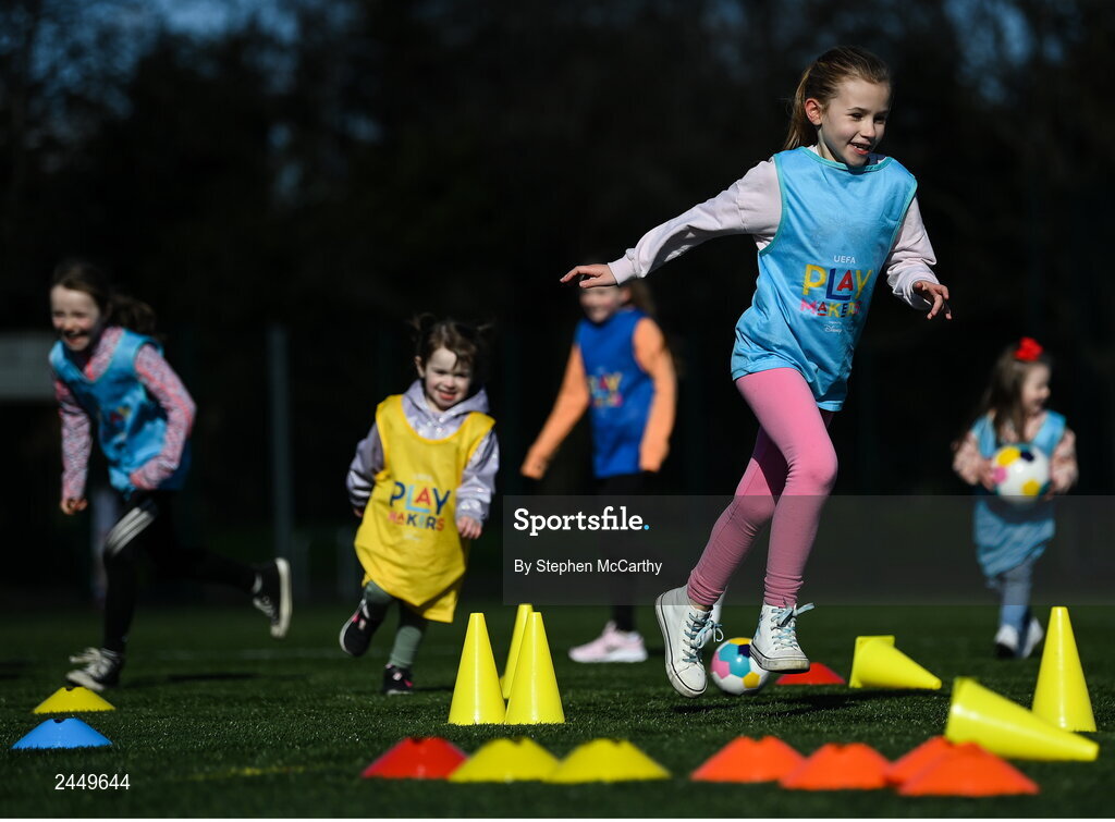 7 March 2023; Isabelle Johnson at the launch of UEFA Disney Playmakers 2023 at Hartstown Huntstown Football Club in Dublin. Photo by Stephen McCarthy/Sportsfile
