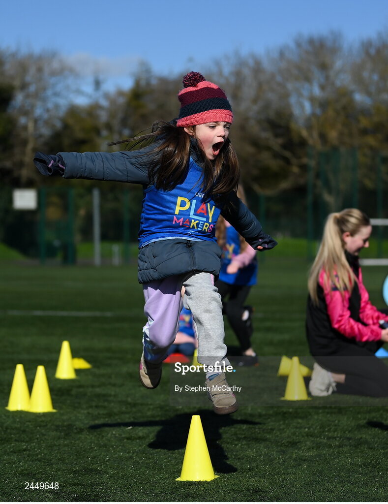 7 March 2023; Ila McCabe at the launch of UEFA Disney Playmakers 2023 at Hartstown Huntstown Football Club in Dublin. Photo by Stephen McCarthy/Sportsfile