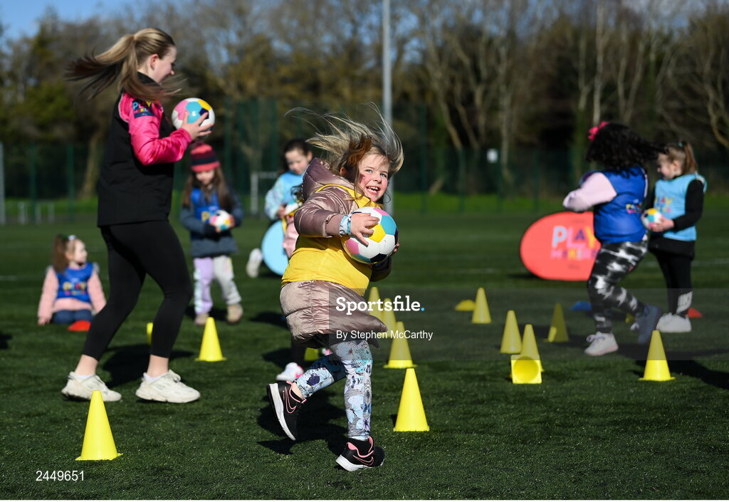 7 March 2023; Rosie McGurk at the launch of UEFA Disney Playmakers 2023 at Hartstown Huntstown Football Club in Dublin. Photo by Stephen McCarthy/Sportsfile
