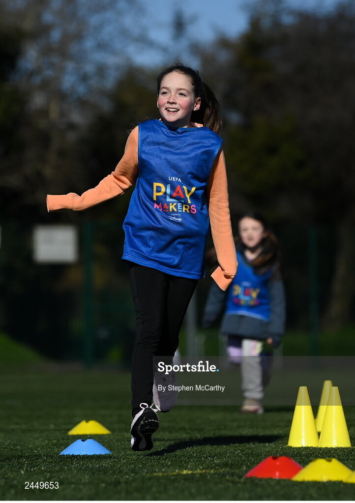 7 March 2023; Abigail Mooney at the launch of UEFA Disney Playmakers 2023 at Hartstown Huntstown Football Club in Dublin. Photo by Stephen McCarthy/Sportsfile