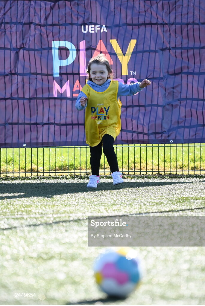 7 March 2023; Fiadh Long at the launch of UEFA Disney Playmakers 2023 at Hartstown Huntstown Football Club in Dublin. Photo by Stephen McCarthy/Sportsfile