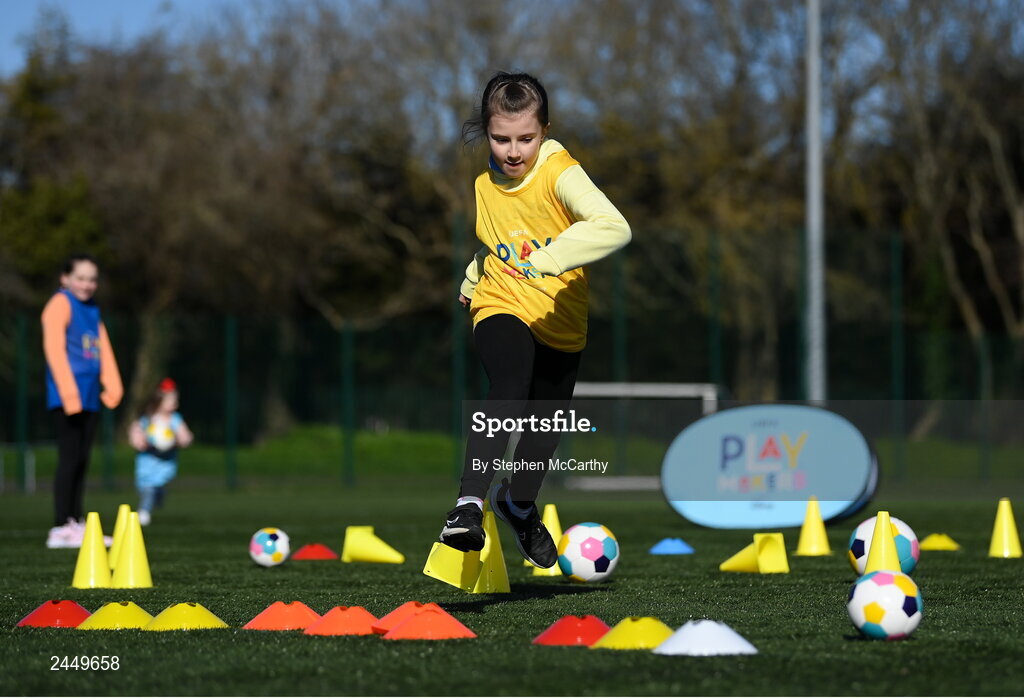 7 March 2023; Robyn Smith at the launch of UEFA Disney Playmakers 2023 at Hartstown Huntstown Football Club in Dublin. Photo by Stephen McCarthy/Sportsfile